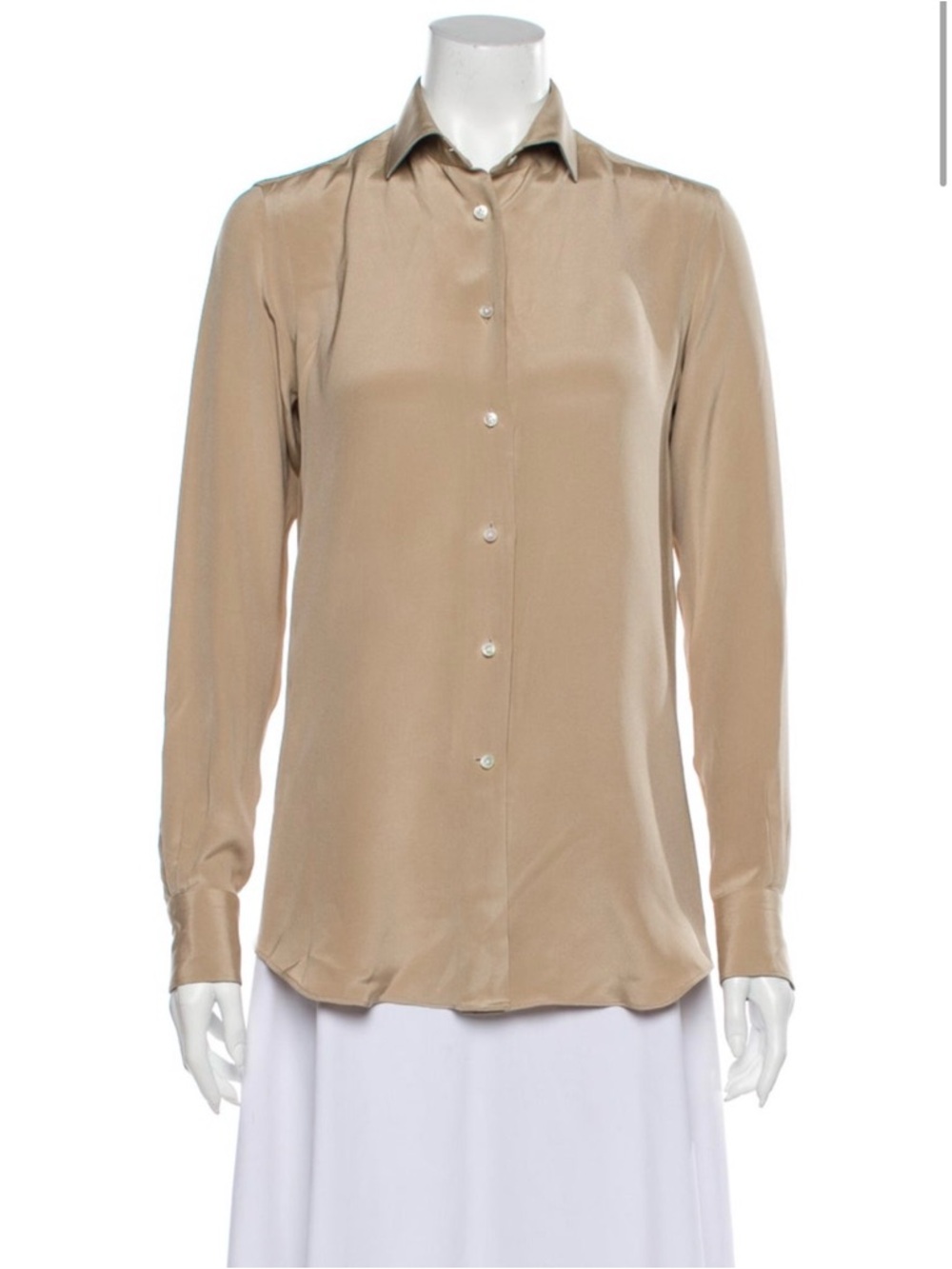 Loro Piana Beige Silk Button-Down Blouse